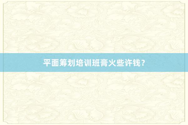 平面筹划培训班膏火些许钱？