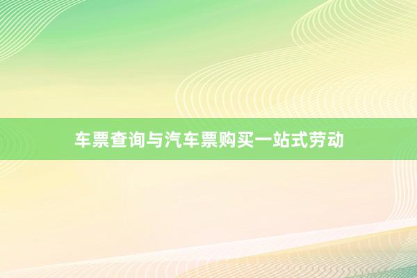 车票查询与汽车票购买一站式劳动