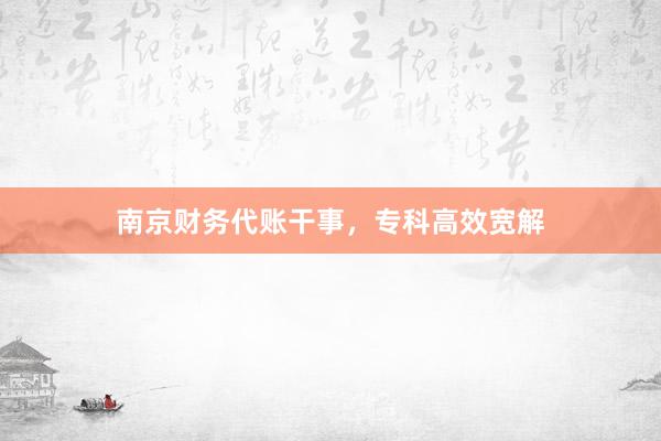 南京财务代账干事，专科高效宽解